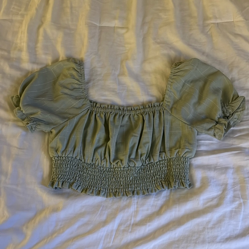 Green Puff Sleeve Top
